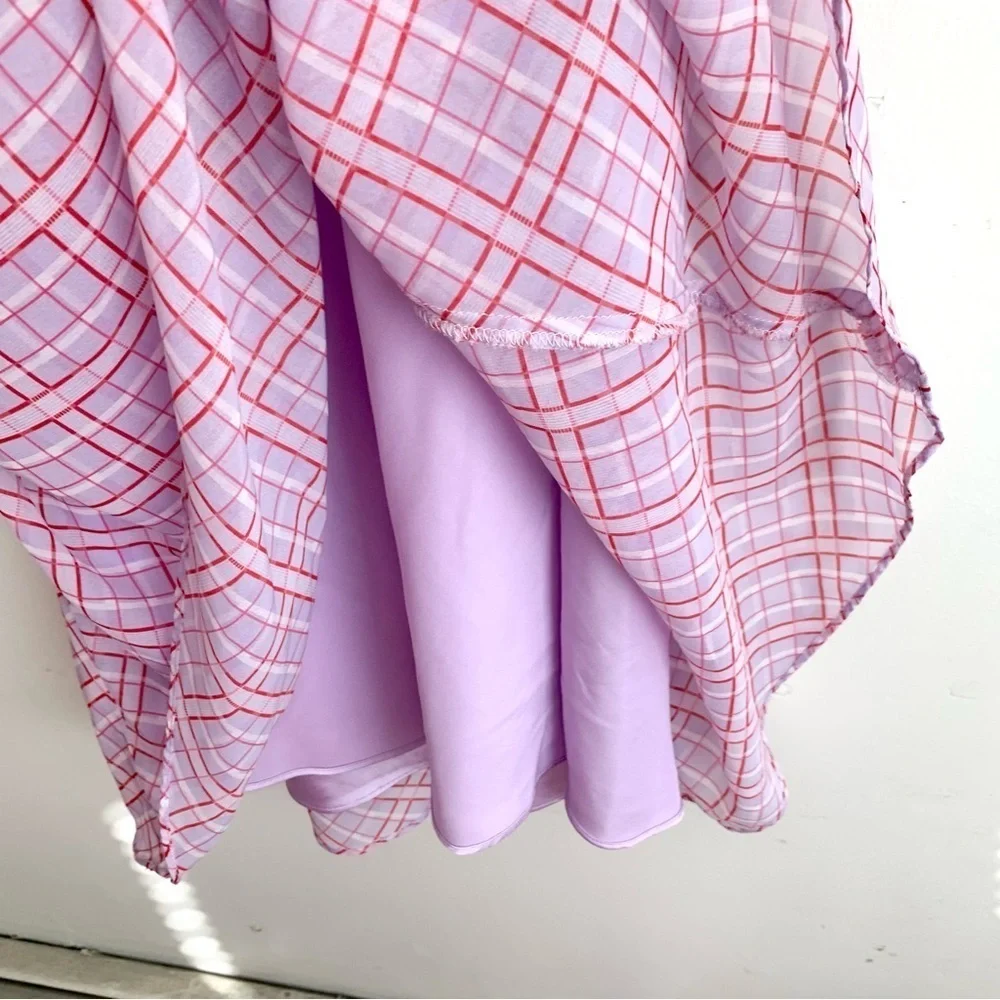 Finders Keepers Nostalgia Dress Lilac Check Cowl Neck Slip Dress - Picture 11 of 16